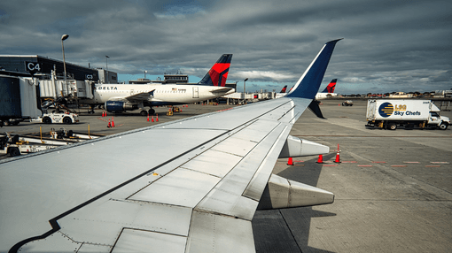plane parked in an airport