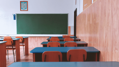 school desk facing board
