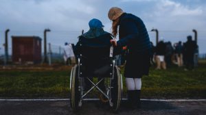 woman with disabled on a wheelchair